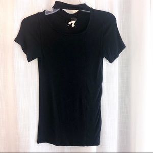 FREE PEOPLE-Black ShortSleeve Ribbed Shirt- Size S